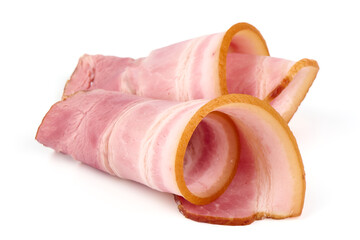 Smoked pork brisket, isolated on white background.