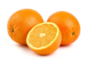 Oranges, isolated on white background.
