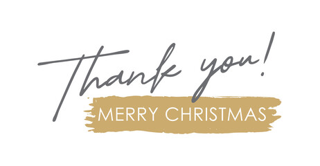 thank you and merry christmas elegant handwritten lettering, calligraphy, typography