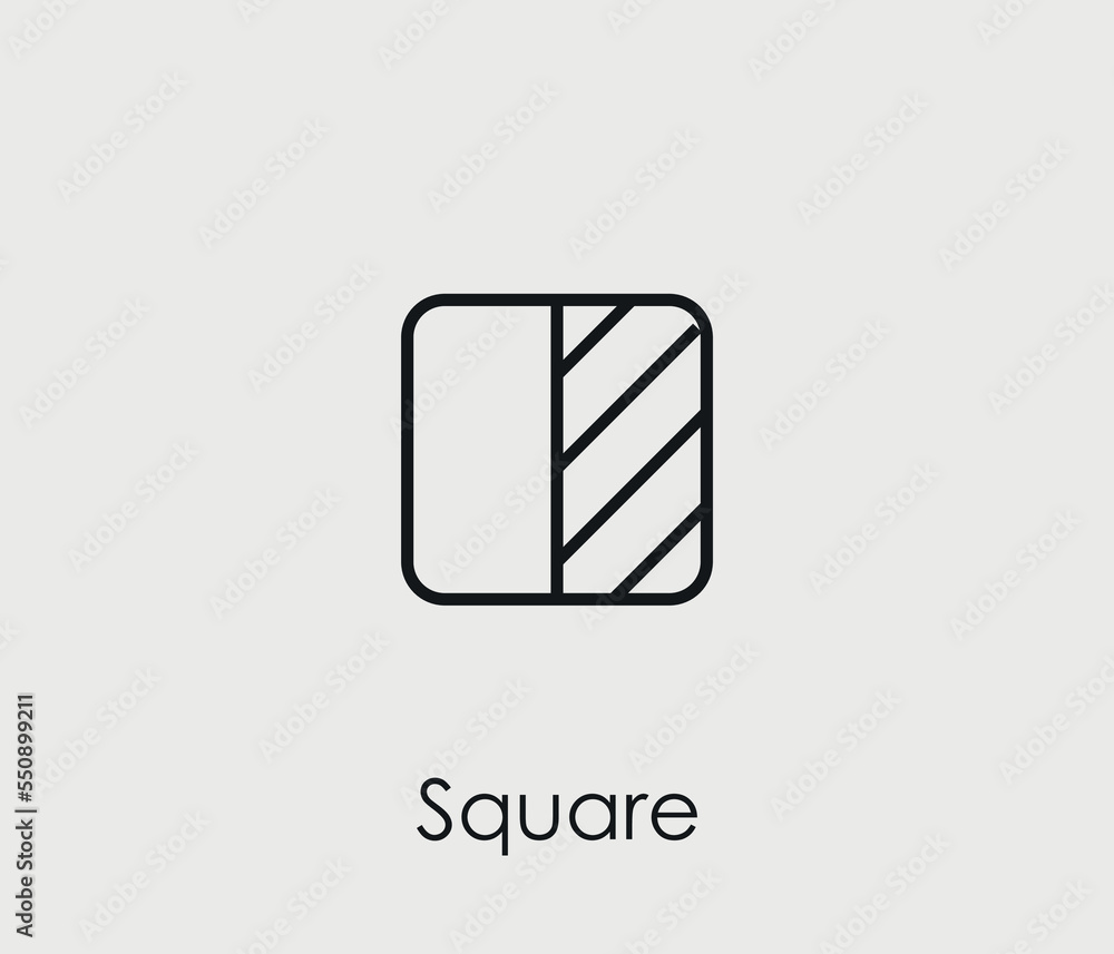 Aufkleber square half vector icon. editable stroke. symbol in line art style for design, presentation, website