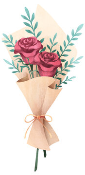 Rose Flower Bouquet Watercolor
