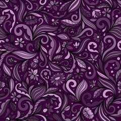 LILAC SEAMLESS VECTOR BACKGROUND WITH A COMPLEX MULTICOLORED FLORAL ORNAMENT