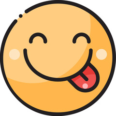 Savoring Food  Smiley Emoticon Face filled color line icon