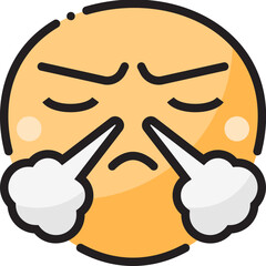 Angry Annoy Stream From Nose Smiley Emoticon Face filled color line icon
