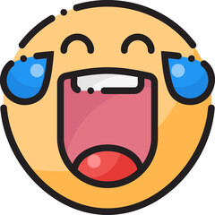 Laugh Out Loud Open Mouth Tear Smiley Emoticon Face filled color line icon