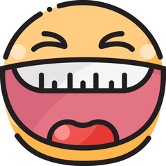 Grinning Squinting Open Mouth Smiley Emoticon Face filled color line icon