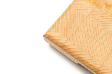 Endgrain wooden cutting board isolated above white background