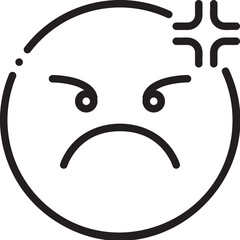 Angry Annoy Pouting Smiley Emoticon Face line icon