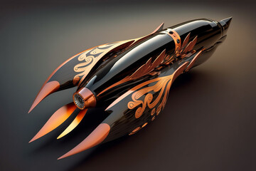 Ornate, futuristic jet powered one person flying craft