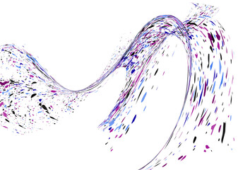 Multi-colored dust particles and debris, paint splashes, strokes are carried by the wind. Murmuration. Design template for the design of banners, posters. EPS 10