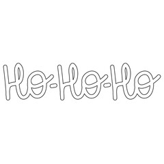 Hand drawn Ho ho ho lettering, doodle style flat vector outline for coloring book