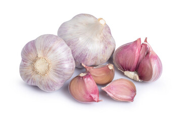 Isolated garlic. Raw whole garlic clove isolated on white background