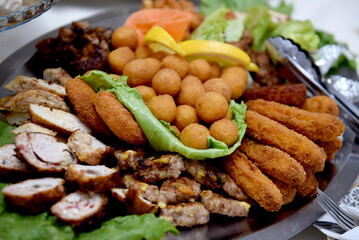 well decorated festive catering food, holiday food and food decoration concept, 
