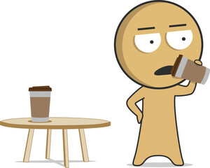 Man drinking coffee in the morning in the kitchen
