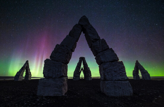 The Arctic Henge in Iceland with the magical Northern Lights 