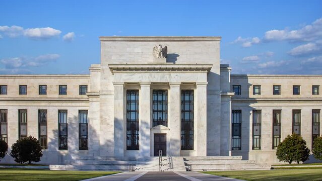 4K time lapse of the Federal reserve building, Washington DC, USA.