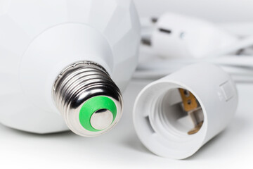 White lamp socket and lamp bulb, Electric cartridge for light bulbs, lamp holder, light fitting