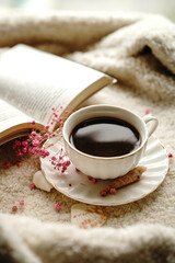 cup of coffee and book