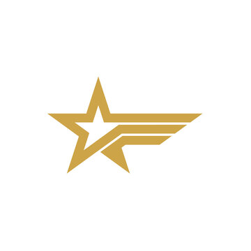 Gold star and wings logo template