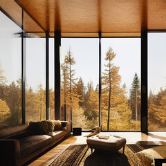 cozy luxurious interior with a beautiful view