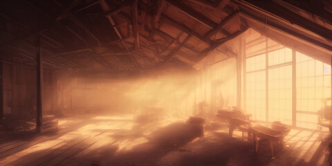 cozy abandoned woodshed interior