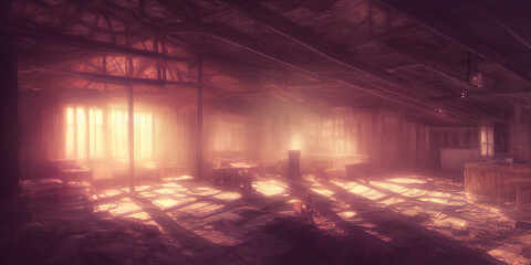 cozy abandoned woodshed interior