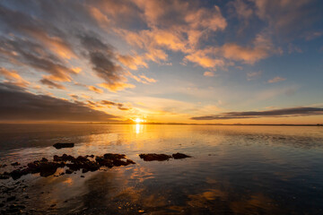 Fototapeta na wymiar Sunrise at Penrhos Nature Park, Isle of Anglesey, North Wales 