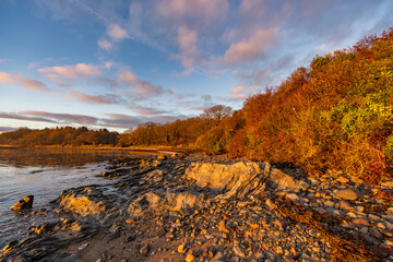 Obraz premium Sunrise at Penrhos Nature Park, Isle of Anglesey, North Wales 