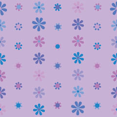 Seamless diaper pattern composed of floral. Blue and purple small flowers are used as elements, suitable for background and wrapping paper design.