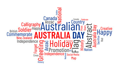Fototapeta premium Australia Day word cloud background. Federal awareness Vector illustration design concept.