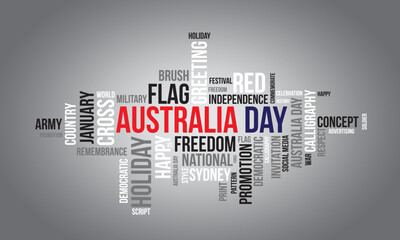 Australia Day word cloud background. Federal awareness Vector illustration design concept.