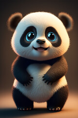 3d young panda bear art