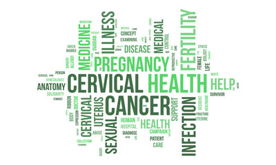 Cervical Health word cloud background. Health awareness Vector illustration design concept.