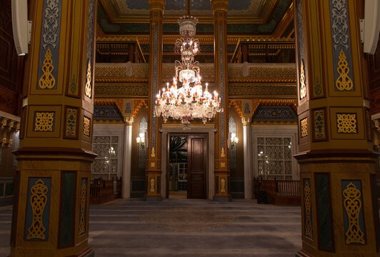 The magnificent interior view of Yildiz Hamidiye Mosque. The work of Sultan Abdulhamid.