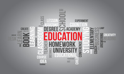 Education word cloud background. Educational awareness Vector illustration design concept.