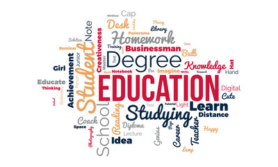 Obraz premium Education word cloud background. Educational awareness Vector illustration design concept.