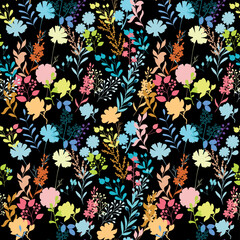 Modern big floral vector seamless pattern. Background isolated. Digital drawn illustration. Can be used as textile fabric or wallpaper, cards, invitations, decorative paper