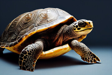 Fototapeta na wymiar Cute turtle or tortoise in a studio, reptile animal, generative ai