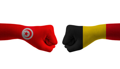 Belgium VS Tunisia hand flag Man hands patterned football world cup