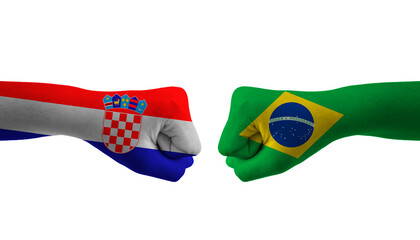 Brazil VS Croatia hand flag Man hands patterned football world cup