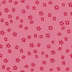 Seamless pattern of white chamomiles on background in color Viva Magenta