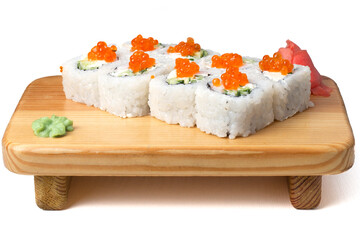 rolls with red caviar