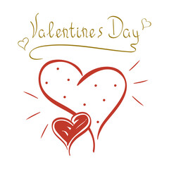 Romantic love card Valentine's Day hand-drawn. Abstract heart with design elements. Handwritten calligraphy script. It can be used as a wedding invitation, greeting card, poster, banner, template.