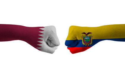 Ecuador VS Qatar hand flag Man hands patterned football world cup