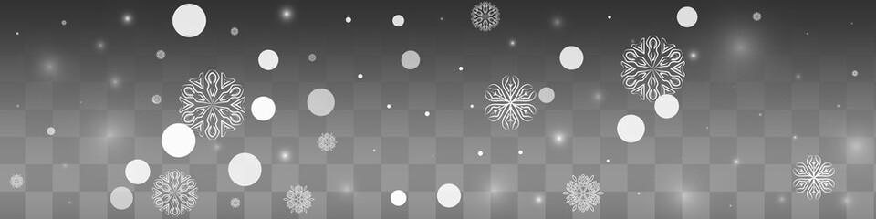 Silver Snowfall Vector Transparent Panoramic
