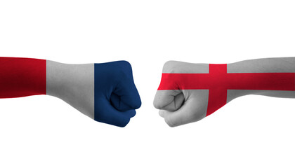 England VS France hand flag Man hands patterned football world cup