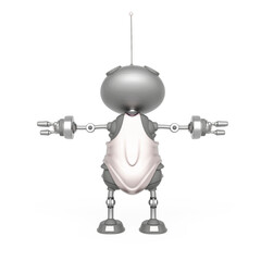 mini bot in t pose on rear view