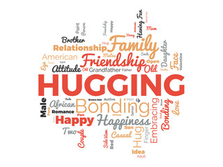 Fototapeta premium Hugging word cloud background. Relationship awareness Vector illustration design concept.