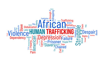 Human Trafficking word cloud background. Safety awareness Vector illustration design concept.