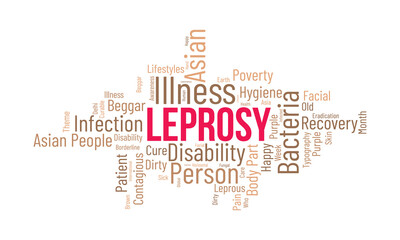 Obraz premium Leprosy word cloud background. Health awareness Vector illustration design concept.